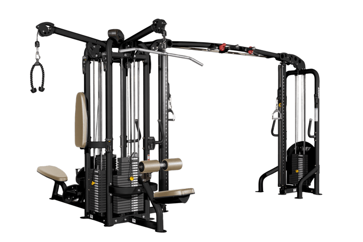 Commercial 6 station multi gym with single pod design and multiple workout stations for full body training