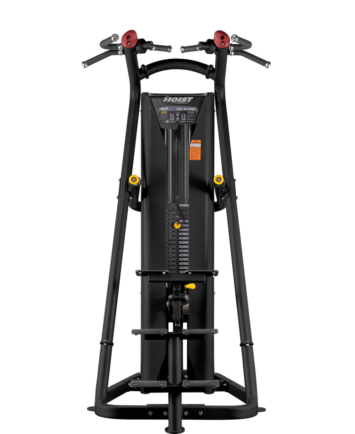 black frame version of Hoist chin dip assist machine with assist platform and handles