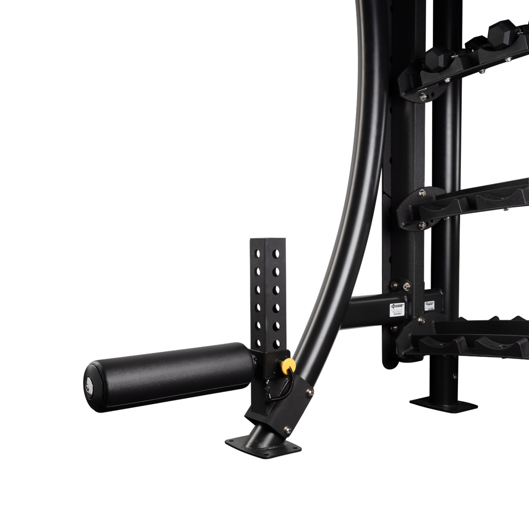 Adjustable vertical post with multiple height settings for positioning the rear foot support