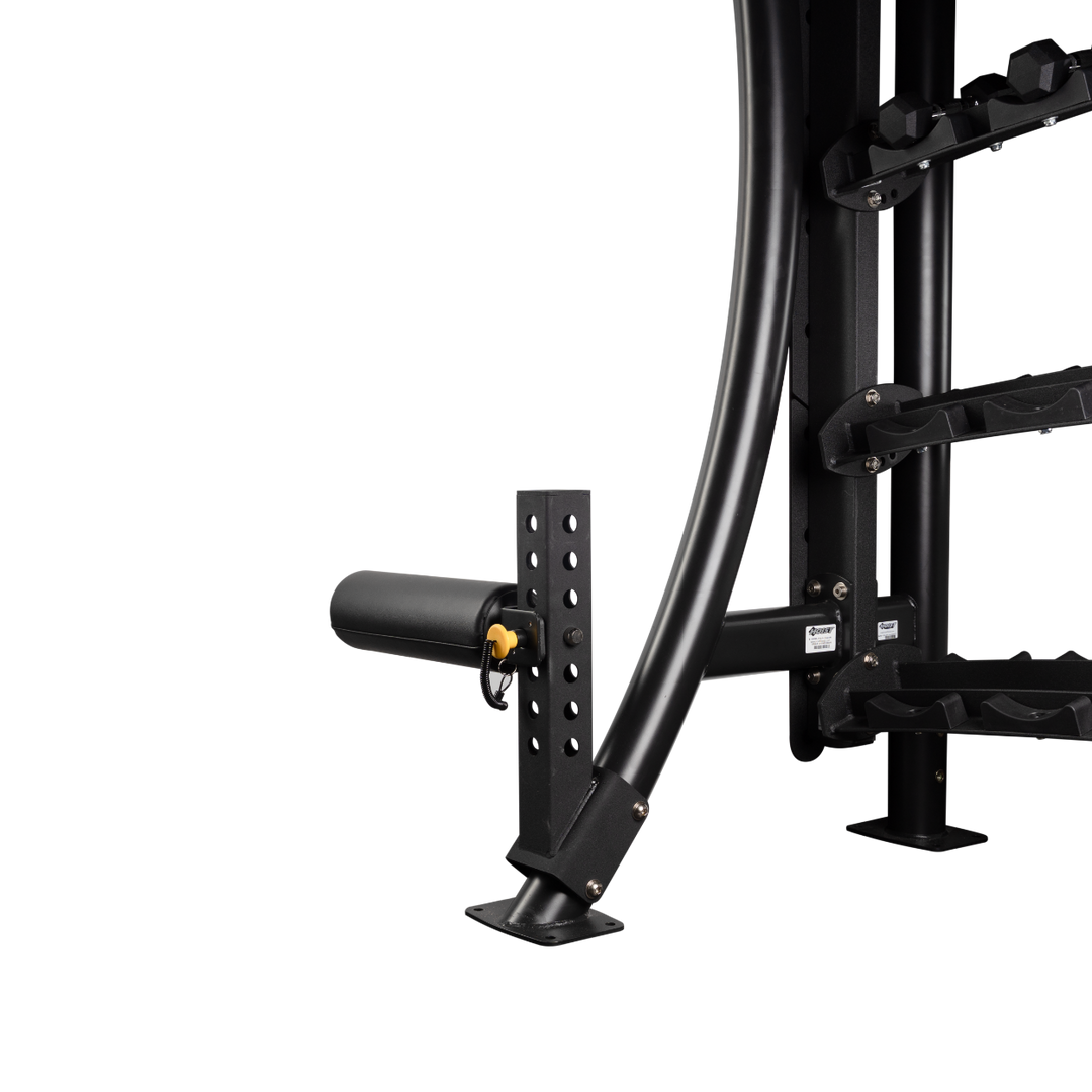Upright padded support option for alternative positioning in Bulgarian squat setup