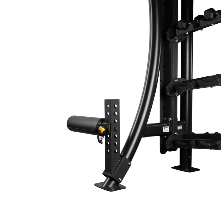 Upright padded support option for alternative positioning in Bulgarian squat setup