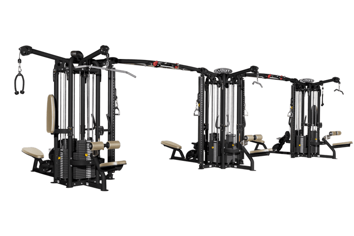 Commercial 14 station tri pod multi gym with multiple cable stations designed for high-capacity full body training