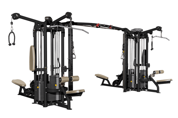 Commercial 9 station dual pod multi gym with multiple cable stations for full body strength training