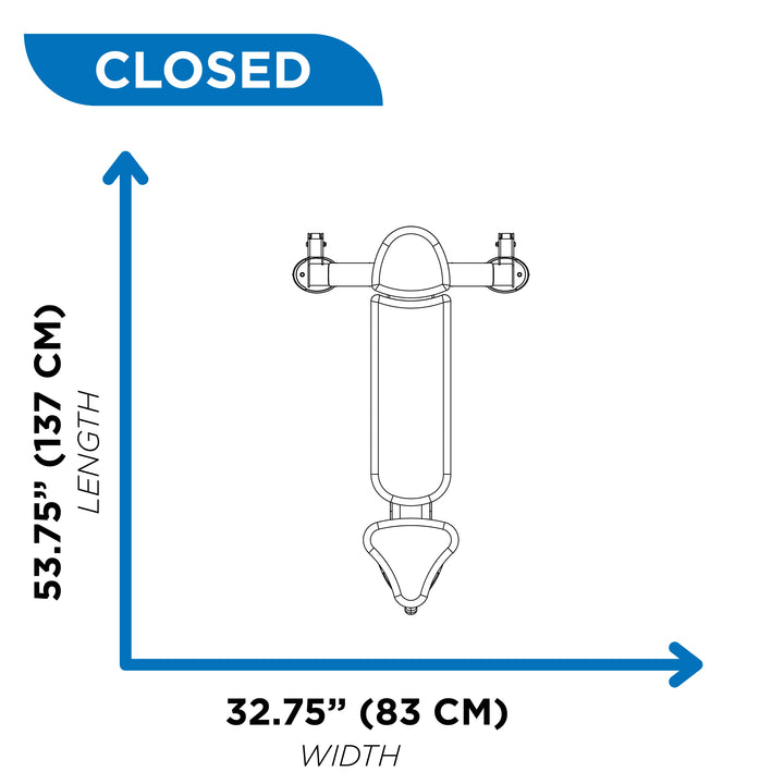 Hoist flat incline bench closed position dimensions diagram showing 53.75 inch length and 32.75 inch width