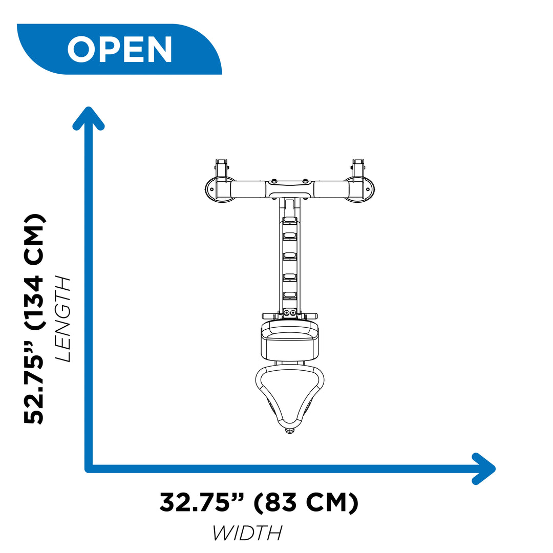 Hoist flat incline bench open position dimensions diagram showing 52.75 inch length and 32.75 inch width