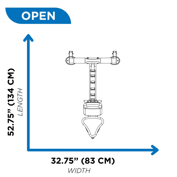 Hoist flat incline bench open position dimensions diagram showing 52.75 inch length and 32.75 inch width