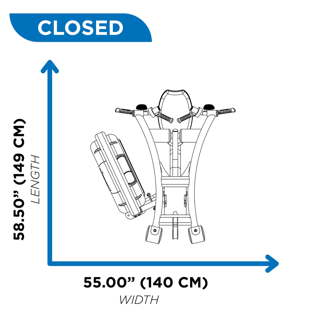 Overhead diagram of lat pulldown machine in closed position showing 54.5 inch length and 55 inch width