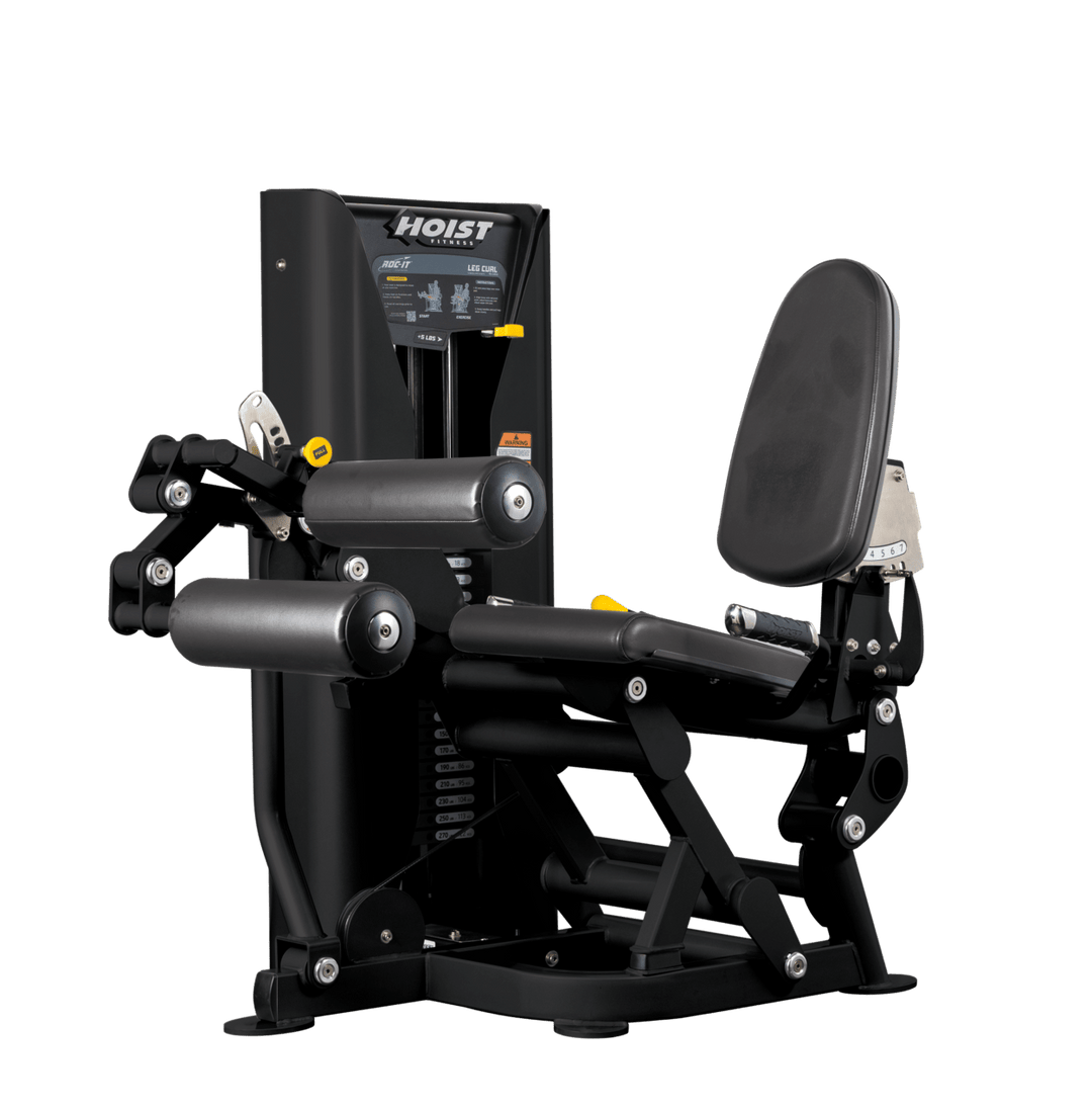 black frame selectorized leg press machine designed for professional fitness facilities and strength training areas