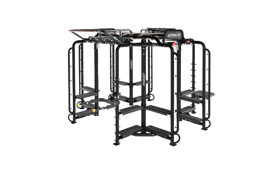 Hoist Motion Cage Package 1 functional training system with multiple workout stations, pull-up bars, and integrated strength training attachments