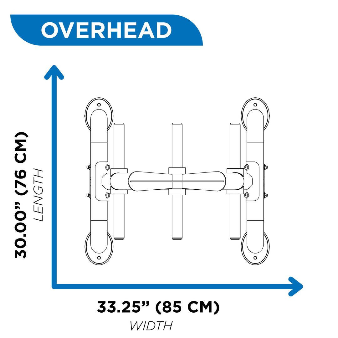 Overhead diagram of plate tree showing 30 inch length and 33.25 inch width dimensions