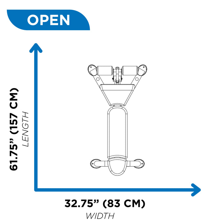 Hoist super flat decline bench open position dimensions diagram showing 67.75 inch length and 32.75 inch width