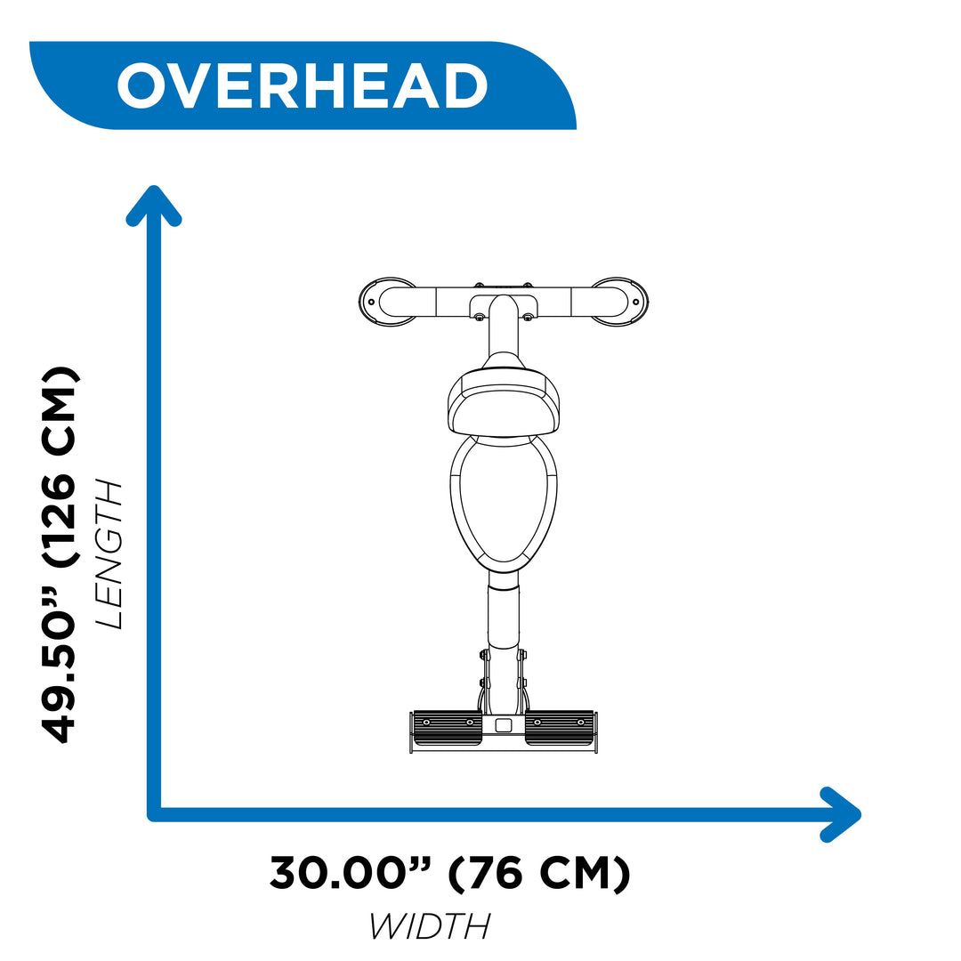 Overhead diagram of utility bench showing 49.5 inch length and 30 inch width