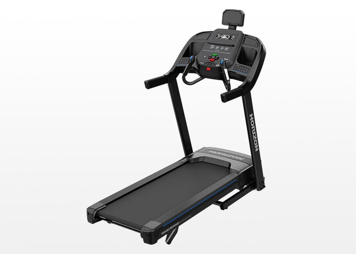 Horizon 7.0 AT folding treadmill with Bluetooth console and 20 x 60 inch running deck.
