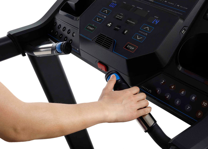 Close-up of the Horizon T101 Connect EasyDial speed and incline controls.