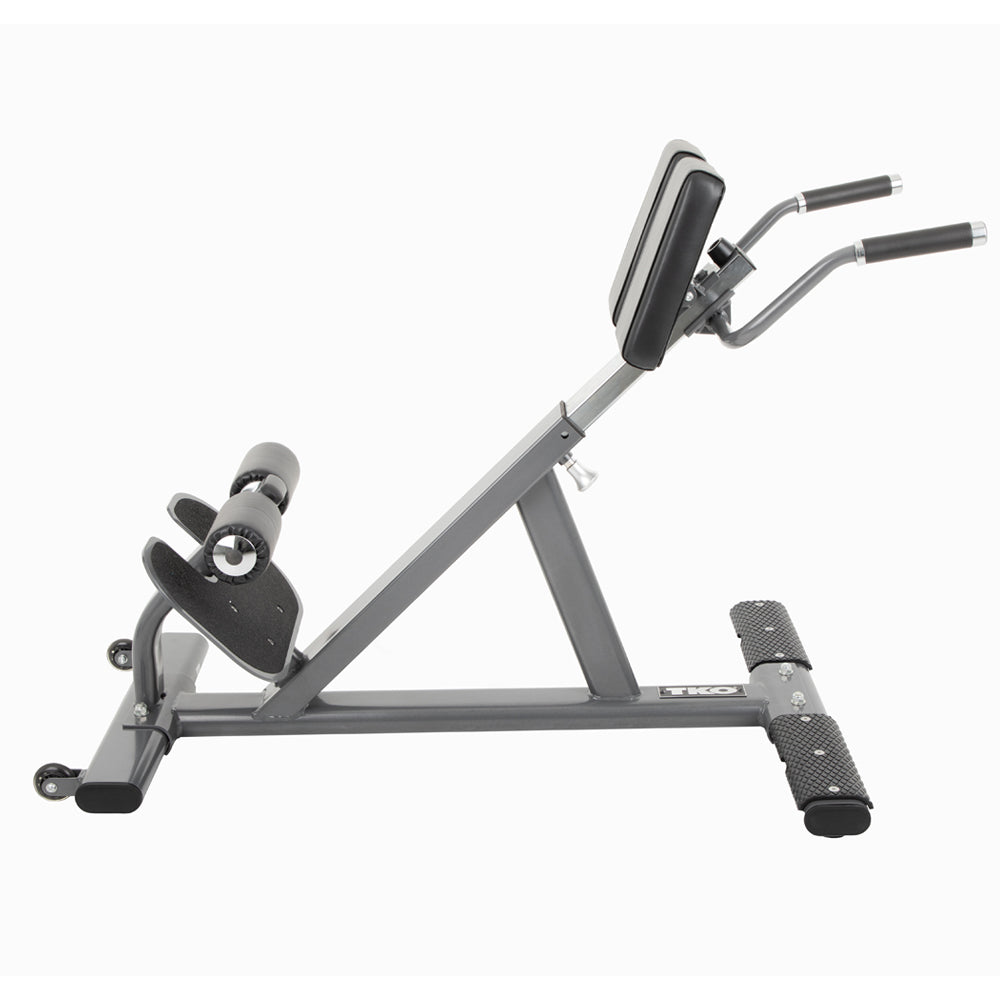 Profile view of adjustable commercial hyper extension bench