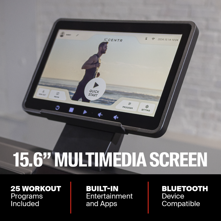 Inspire Series T5S folding treadmill with 15.6" multimedia touchscreen