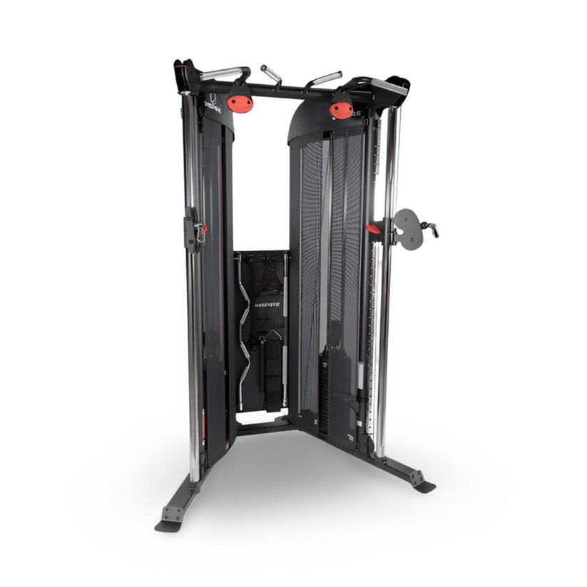 Inspire CFT commercial functional trainer with dual adjustable pulleys, weight stacks, and multiple attachments for full body strength training