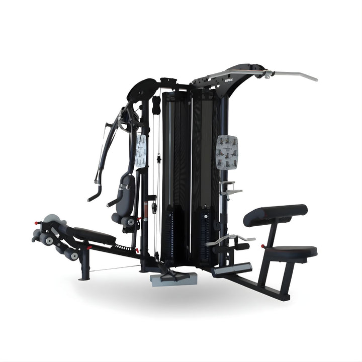 Inspire M5 multi gym with integrated bench and dual weight stacks for versatile full body strength training at home