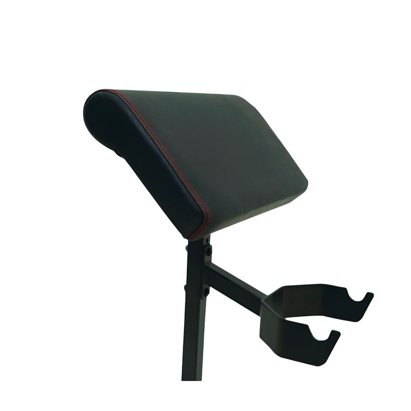 Inspire preacher curl attachment with angled arm pad and bar holder for isolated bicep exercises and upper body strength training