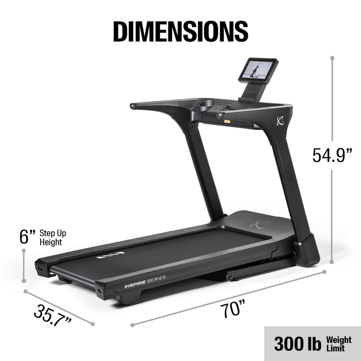 Inspire Series T4S folding treadmill dimensions and weight limit