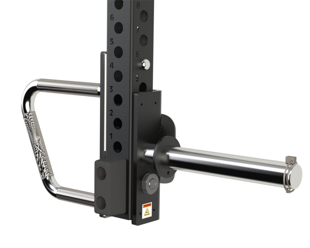 Integrated handle and weight sleeve on Defiant Strength jammer arm.