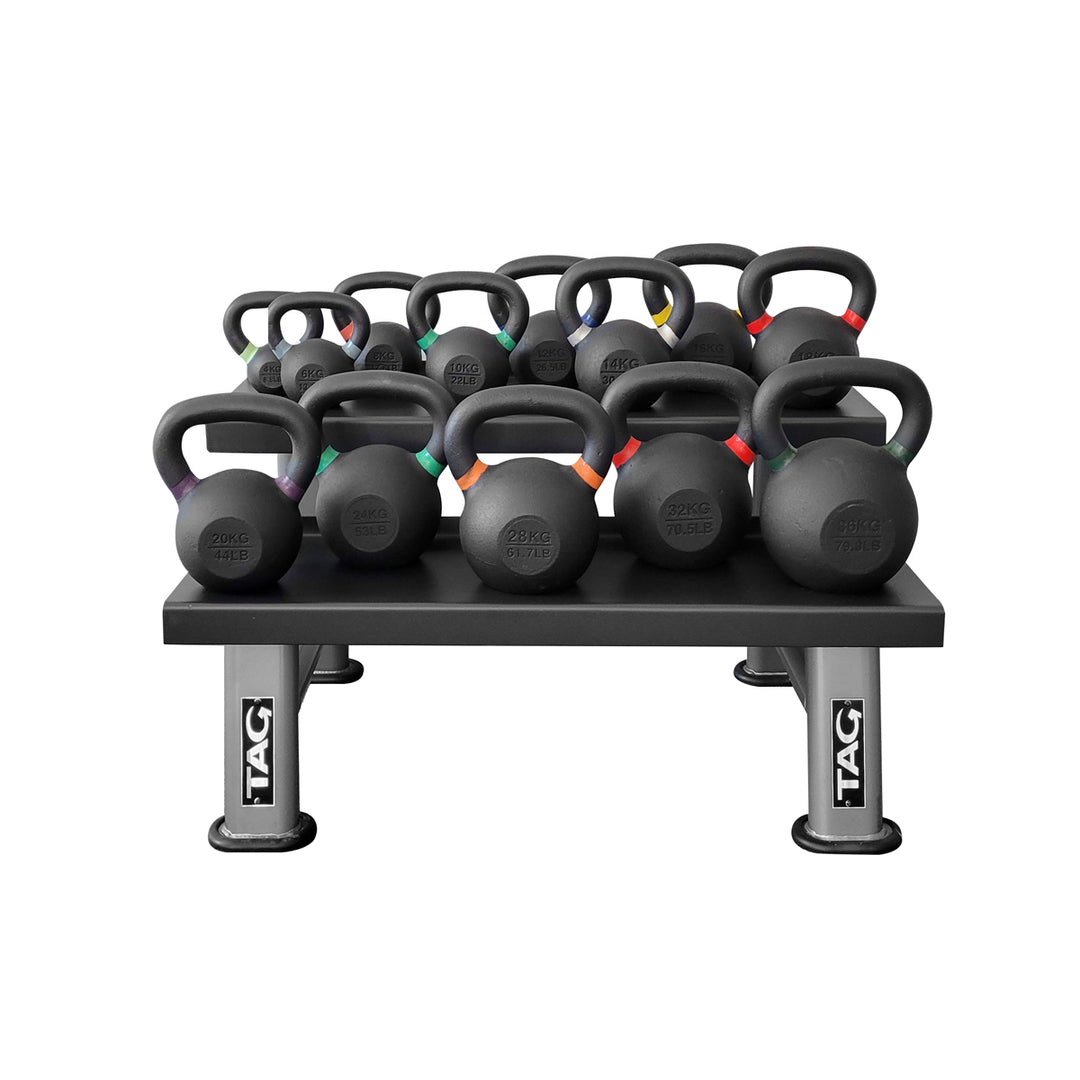Powder-Coated Stripped Cast Iron Kettlebells