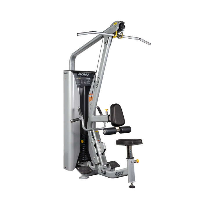 lat pulldown and mid row machine in light frame finish for back workout exercises