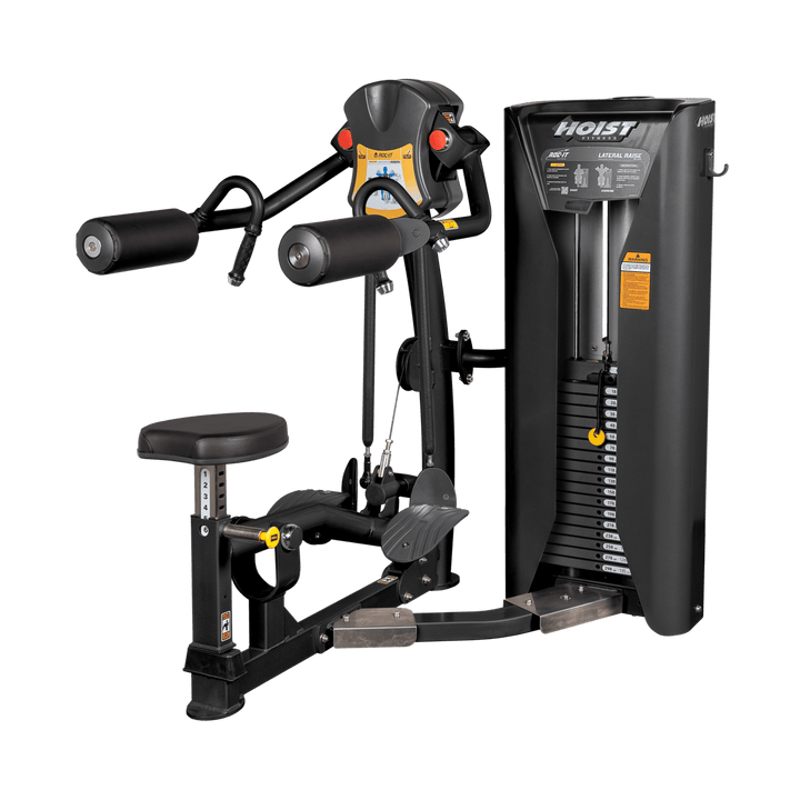 black frame Lateral Deltoid machine designed for commercial fitness centers and shoulder muscle development