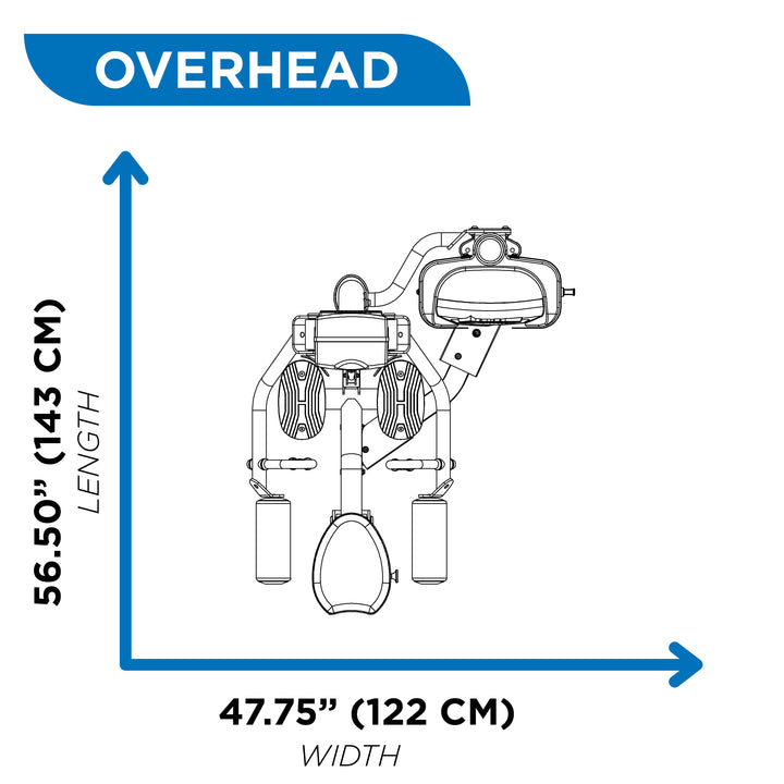 overhead dimensions of Lateral Deltoid machine showing commercial gym equipment width and layout specifications