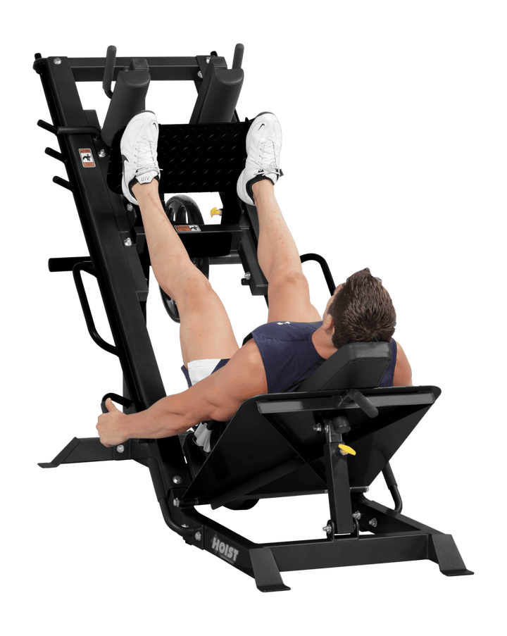 Leg press hack combo machine hack squat position for lower body strength and muscle development training