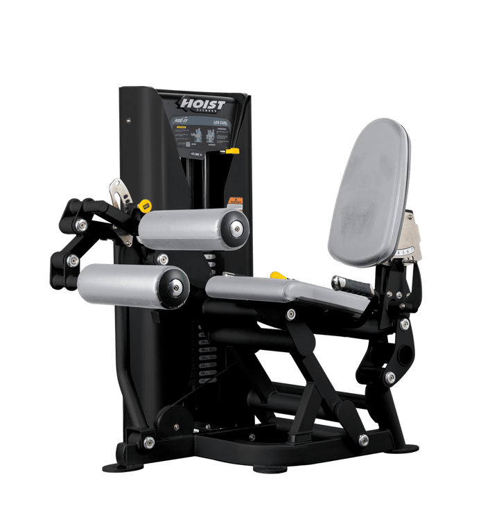 commercial leg press machine with gray seat upholstery and ergonomic lower body workout design