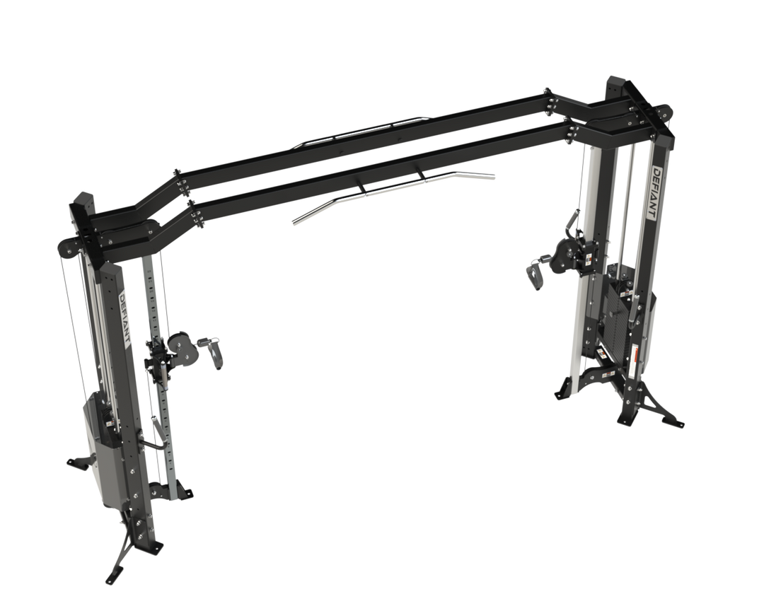 Angled view of the Defiant Strength MS-2 adjustable cable crossover machine.