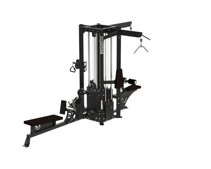 Angled view of the Defiant Strength MS-4 multi-station strength system.