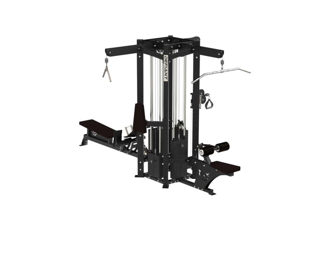Side view of the Defiant Strength MS-4 commercial multi-station gym.