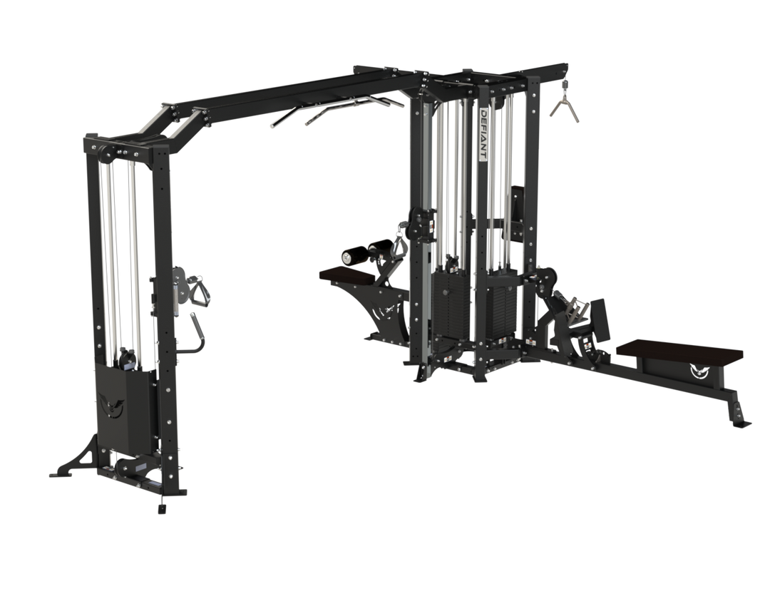 Right angle view of the Defiant Strength MS-5 multi-station gym system