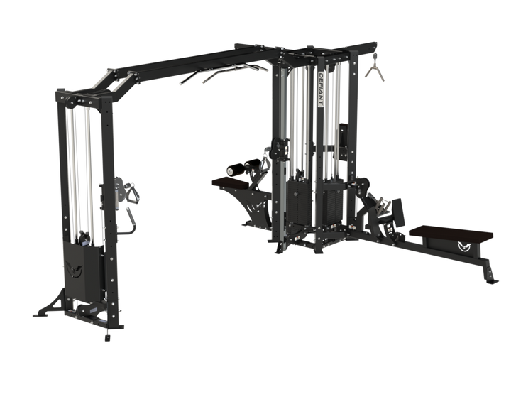 Right angle view of the Defiant Strength MS-5 multi-station gym system