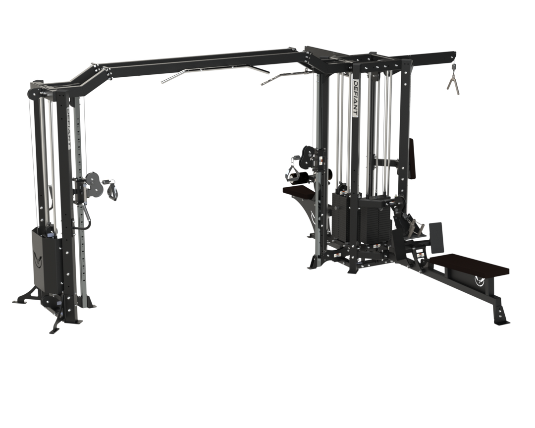 Wide perspective of the Defiant Strength MS-5 multi-station strength system