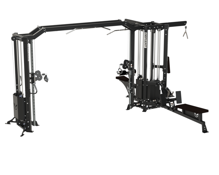 Wide perspective of the Defiant Strength MS-5 multi-station strength system
