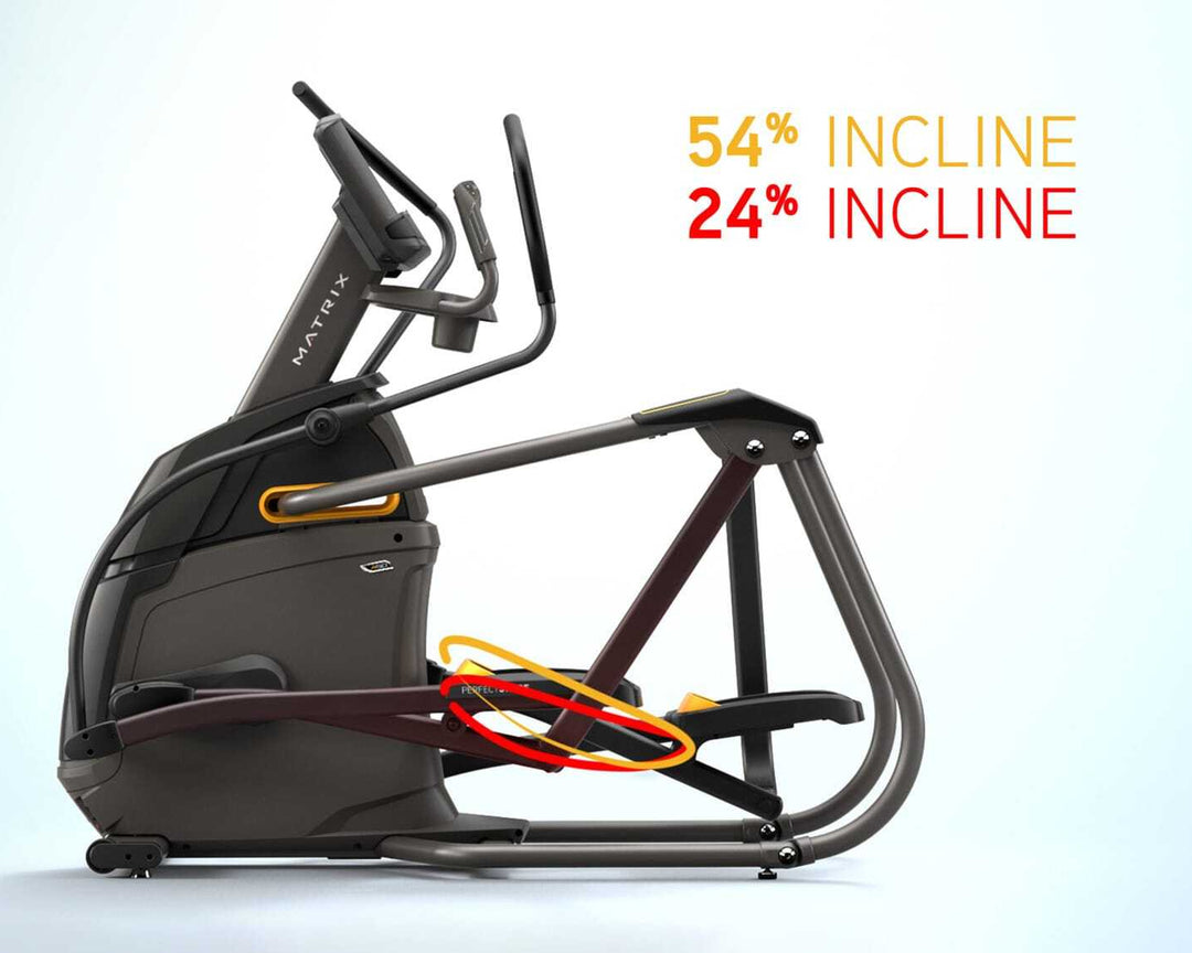 Matrix A30 Ascent Trainer suspension system showing smooth stride motion and low impact performance for cardio workouts