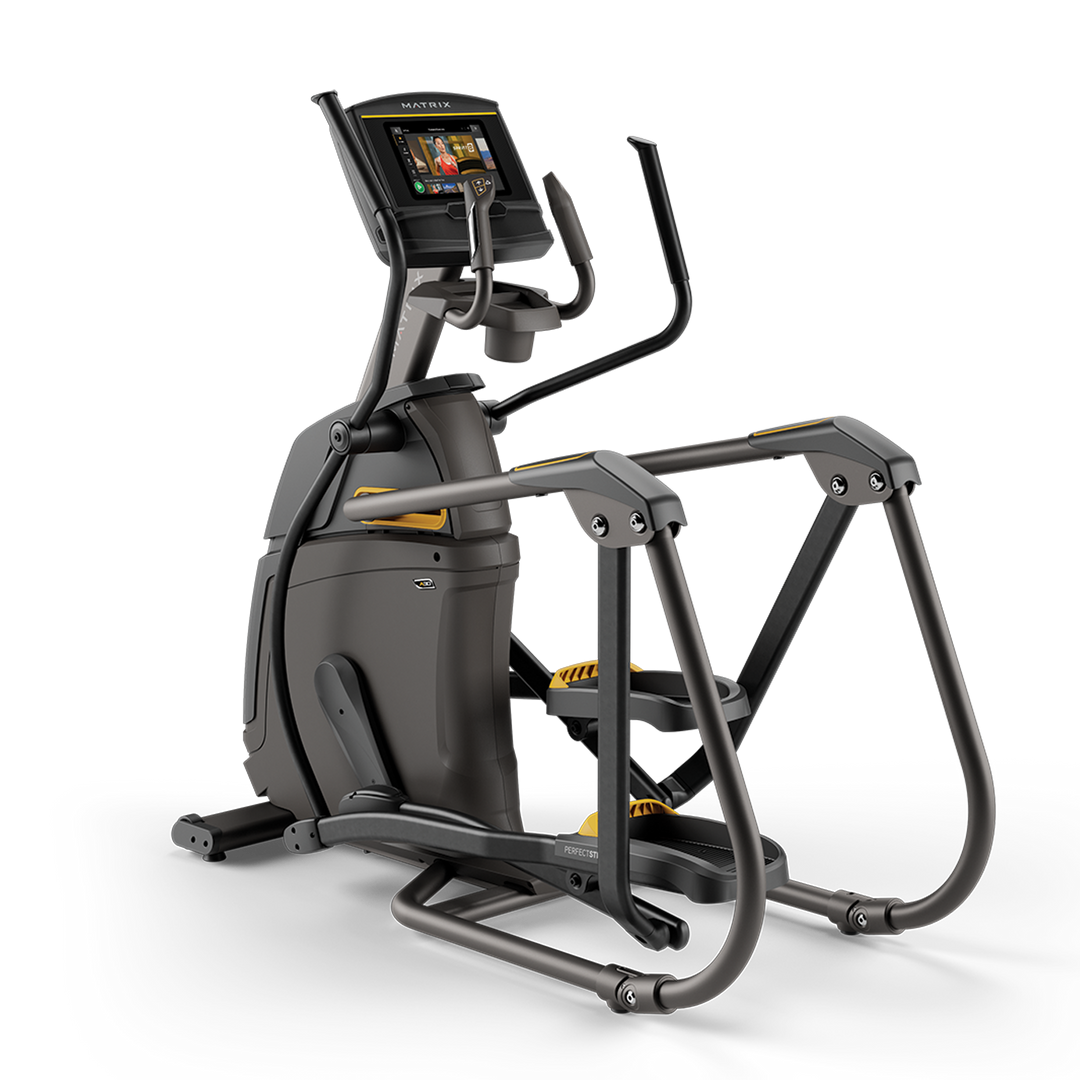 Matrix A30 Ascent Trainer with XER touchscreen console, adjustable incline motion, and compact design for home cardio workouts