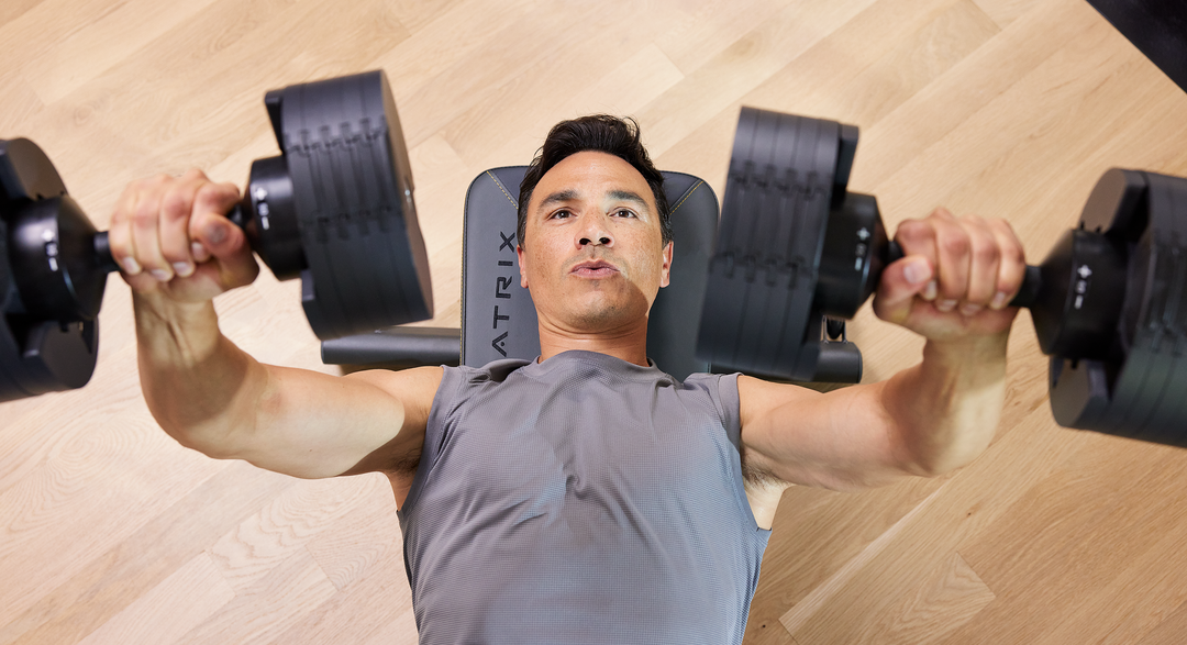 Matrix dumbbells set hero image showing multiple weight options for versatile full body strength training workouts