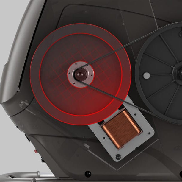 Matrix Exact Force induction brake system showing magnetic resistance technology for smooth and consistent cardio performance
