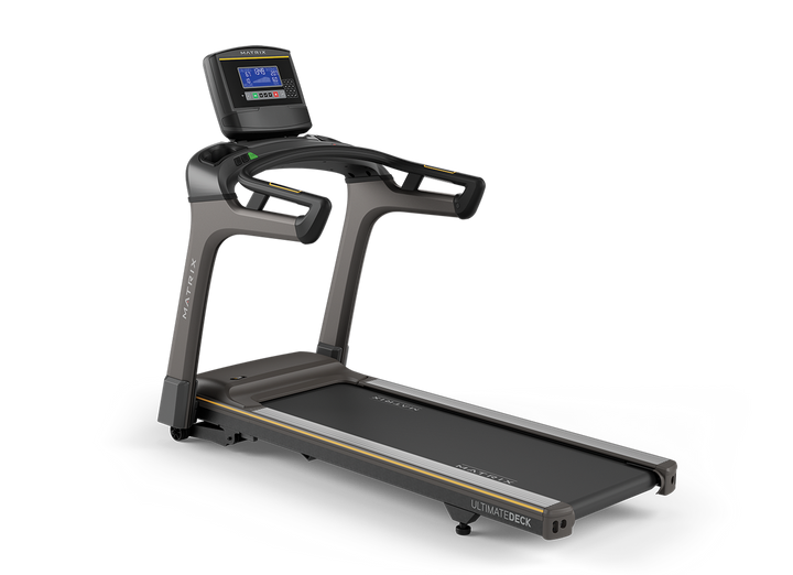 Matrix T50 treadmill with XR LED console, durable running deck, and ergonomic design for home cardio workouts