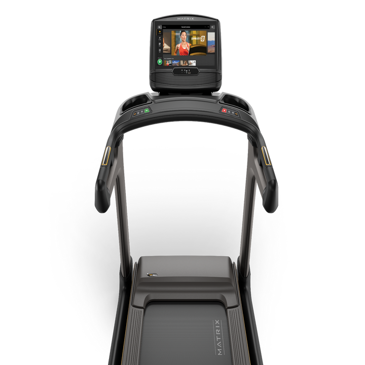 Matrix TF30 treadmill with XIR touchscreen console, durable running deck, and ergonomic handrails for home workouts