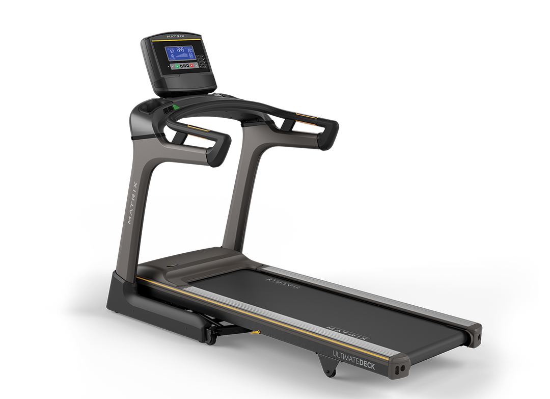 Matrix TF50 folding treadmill with XR LED console, durable running deck, and compact foldable frame for home cardio workouts