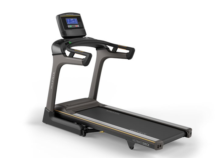 Matrix TF50 folding treadmill with XR LED console, durable running deck, and compact foldable frame for home cardio workouts