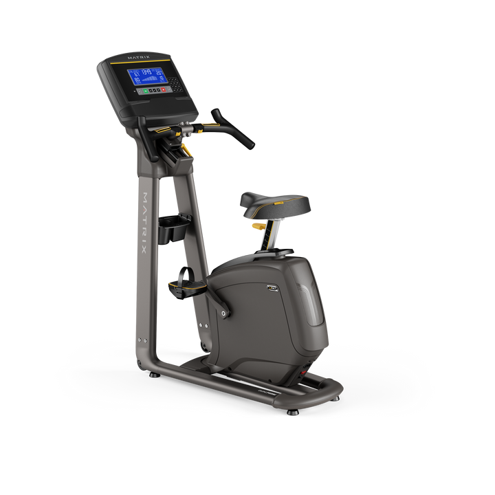 Matrix U50 upright bike with XR LED console, ergonomic seat, and smooth pedaling motion for home cardio workouts