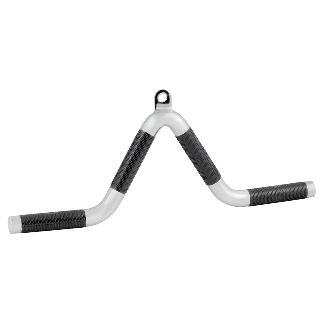 Multi purpose V bar with black urethane grips and center cable attachment point