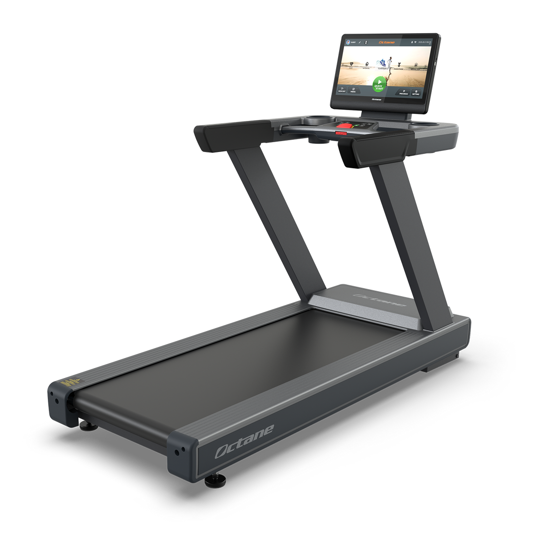 Octane OC220 treadmill shown from a front angle with 22-inch touchscreen console