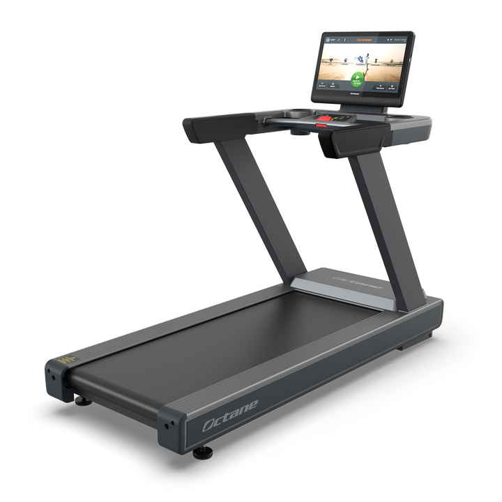 Octane OC220 treadmill shown from a front angle with 22-inch touchscreen console
